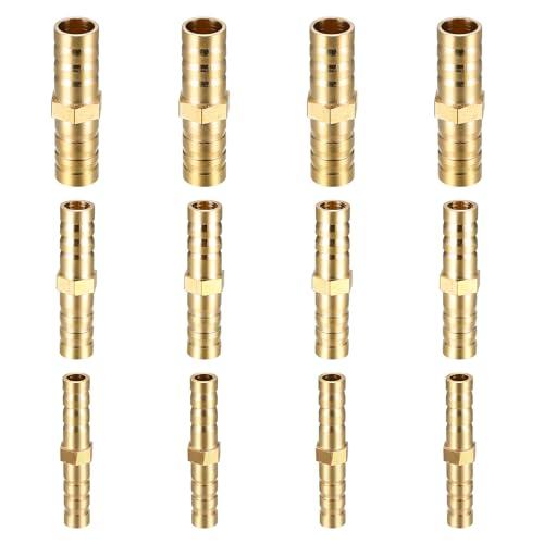 12 Pezzi Raccordi In Ottone per Tubo, Raccordi Per Tubi Flessibile 6mm 8mm 10mm, Raccordo Portagomma Ottone, Barb Raccordo Adattatore per Tubo Gas Acqua Olio