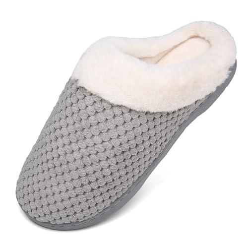 Mishansha Ciabatte da Casa Invernali Donna Uomo Morbida Memory Foam Caldissime Chiuse Pantofole Grigio 38/39 EU
