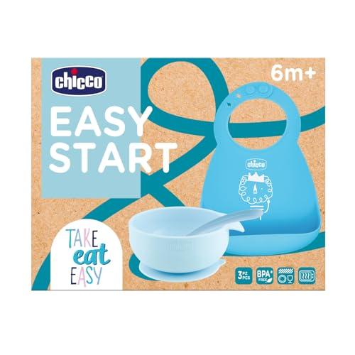 Chicco Set Pappa Silicone Easy Start Azzurro