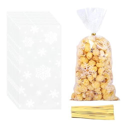 Set di 100 Sacchetti Biscotti Natale Trasparenti con Lacci