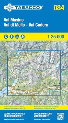 Val Masino, Val di Mello, Val Codera. Carta topografica in scala 1:25.000, antistrappo, impermeabile, fotodegradabile: Tabacco Wanderkarte 1:25000: 84