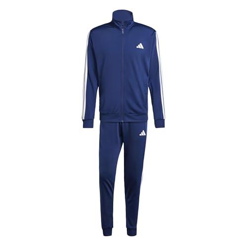 adidas Uomo Sportswear Basic 3 Stripes Tricot Tracksuit, Blu Scuro, L