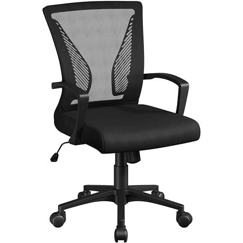Yaheetech Sedia da Ufficio Ergonomica Reclinabile Nera