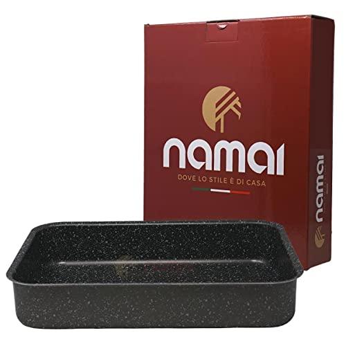 NAMAI Teglia da Forno Rettangolare Antiaderente Effetto Pietra 35x25 cm