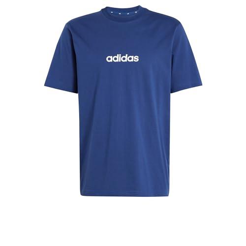 Adidas Essentials Linear Single Jersey Tee Uomo - Blu Scuro/Bianco
