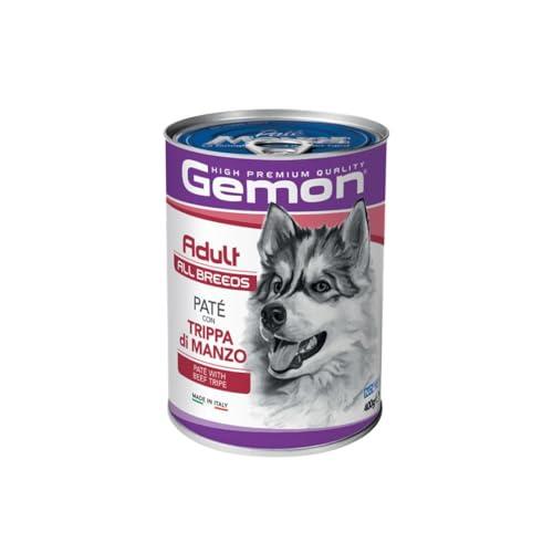 Gemon Umido Cane Patè Adult All Breeds gusto TRIPPA di MANZO, morbido patè per cani adulti, alimento completo | 12 scatolette da 400 grammi l’una.