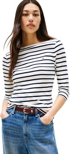 Tommy Hilfiger Maglietta Maniche Lunghe Donna Slim Scollo a Barca