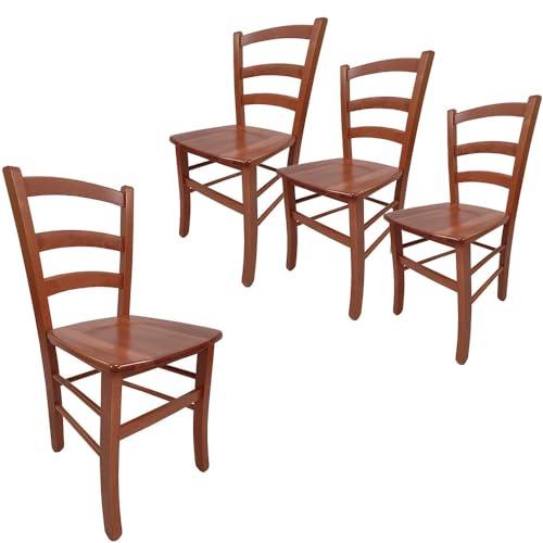VIRSUS Set 4 Sedie Paesana Noce Scuro in Legno Massello Made in Italy