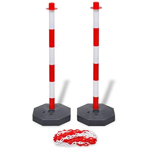 vidaXL Set Stradale 2 Pali con Catena di Plastica 10 m Segnaletica Traffico