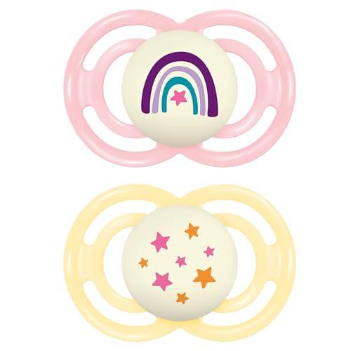 MAM Perfect Night Succhietto 16+ Mesi - Set Doppia Confezione Rosa/Giallo