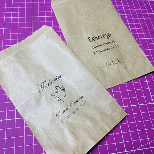 Sacchetti Cresima Personalizzati in Carta Kraft - 10 pezzi
