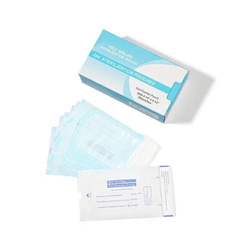 HAMKU Buste Autosigillanti Sterili 9x16 cm - 200 Pezzi per Strumenti Nail Art, Estetica e Tattoo