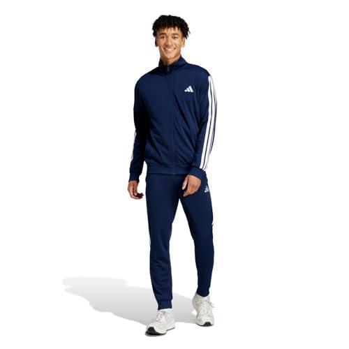 adidas Uomo Sportswear Basic 3 Stripes Tricot Tracksuit, Tuta da Allenamento, Blu (Dark Blue)