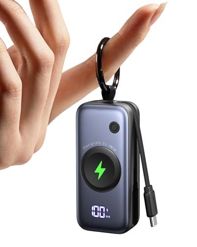 INIU Power Bank Magnetico 5000mAh con Cavo USB-C Integrato e Supporto Pieghevole