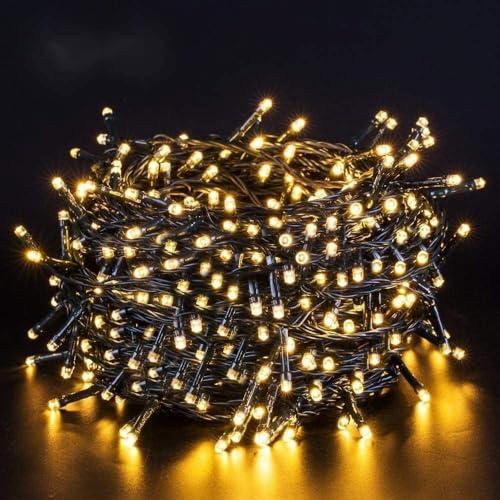 Quntis Luci di Natale Esterno a Batteria, 40M 300 LED Bianco Caldo