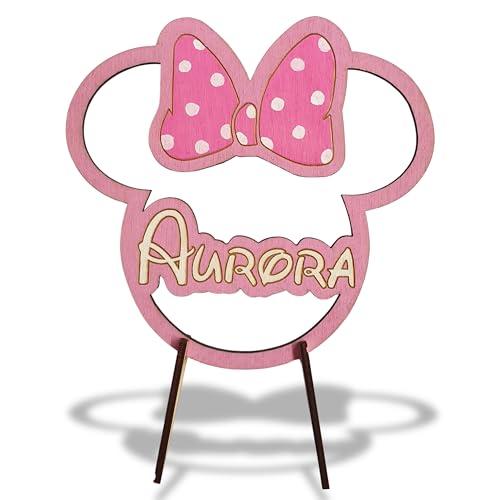 Cake Topper Personalizzato in Legno Topolina