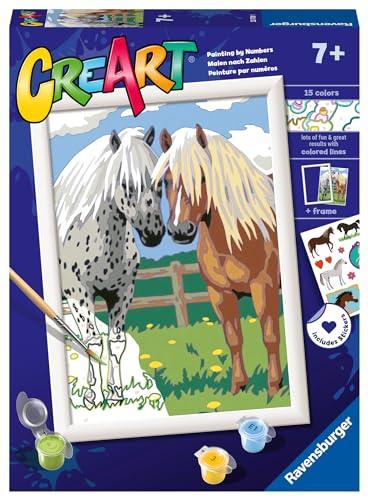 Ravensburger - CreArt Serie D, Coppia di Cavalli, Dipingere con i Numeri, Kit Pittura Bambini, Tema Animali, Cornice Inclusa, Gioco Educativo, Idea Regalo Bambini 7+ Anni, 24x18 cm