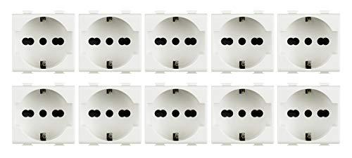 Bticino Matix ASTAM5440A16 Presa Standard Tedesco e Bipasso 10/16 A - Kit da 10 Pezzi, Bianco