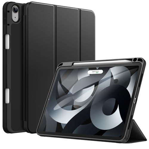 JETech Custodia per iPad Air 11 Pollici M2 (2024), iPad Air 5/4 (10,9-Pollici, Modello 2022/2020, 5a/4a Generazione) con Portapenne, Cover Tablet Sottile con Retro in Morbido TPU (Nero)