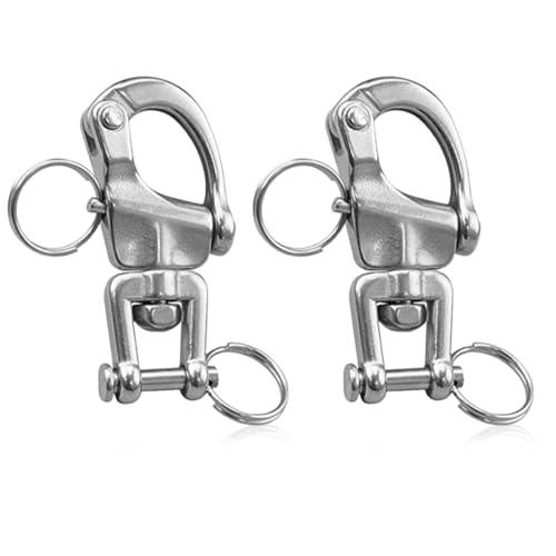 DIFLAX 2 Pezzi Moschettone Girevole in Acciaio Inossidabile 316 (70mm)