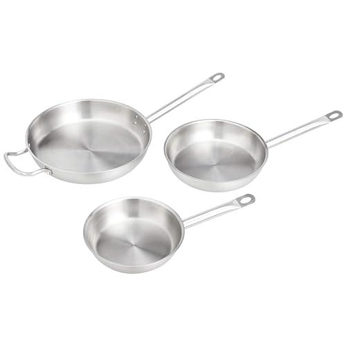 Amazon Basics Set di 3 padelle in acciaio inox rivestite in alluminio, da 20, 24 e 30 cm, adatte al forno, lavabili in lavastoviglie, Argento