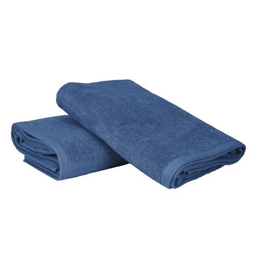 Ruggeri - Set 2 Teli Doccia e Bagno 70x140 cm - 100% Puro Cotone Extra Morbido - Collezione Asciugamani - Let's Color! (Blu)