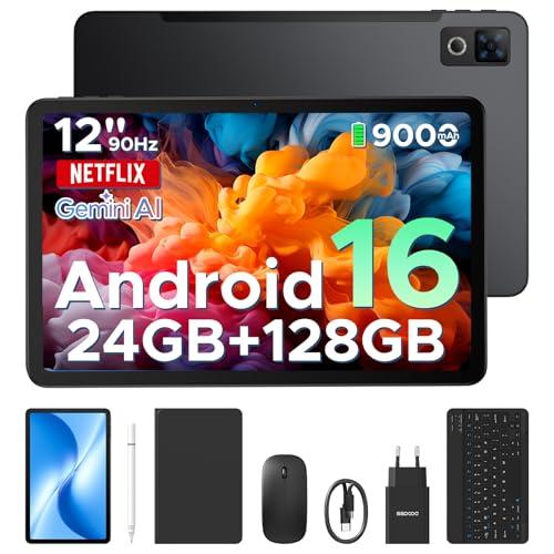 DOOGEE U12 Tablet con Tastiera Android 16, 12 Pollici, 24GB RAM, 128GB ROM, Gemini AI, Nero
