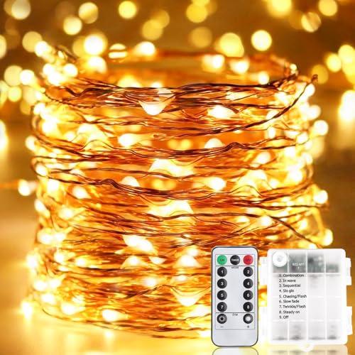 Luci di Natale a batteria, filo di rame LED Catena Luminosa Esterno Interni