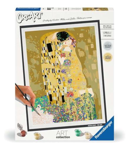 Ravensburger - CreArt Serie B Art Collection, Klimt, Il Bacio, Dipingere con i Numeri, Kit Pittura Adulti, Quadri Famosi, Idea Regalo Donna o Uomo, 14+ Anni, 30x40 cm