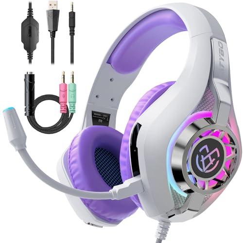 Tatybo Cuffie Gaming con Microfono per PS4, PS5, Switch, PC, Mobile, Xbox - Suono Surround e Comfort Ottimale