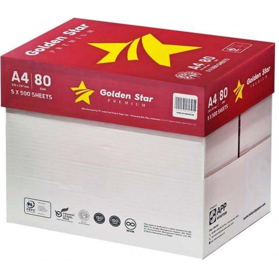 Golden Star Carta Premium A4 80gr - Confezione da 5 risme da 500 Fogli - 2500 fogli