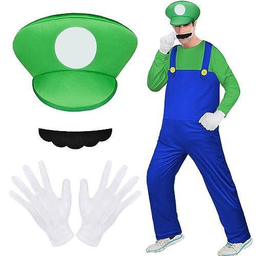 Costume di Mario Adulto Aomig - Set Completo per Cosplay e Feste a Tema