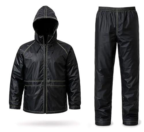 Lupex Tuta Moto Impermeabile Antipioggia Antivento Nera - Completo Giacca e Pantalone