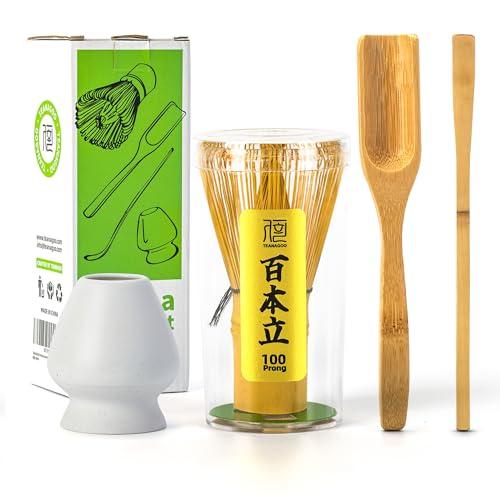 Set da Cerimonia Matcha Teanagoo: Frusta Chasen, Misurino Chashaku, Cucchiaio da Tè e Supporto Bianco Opaco