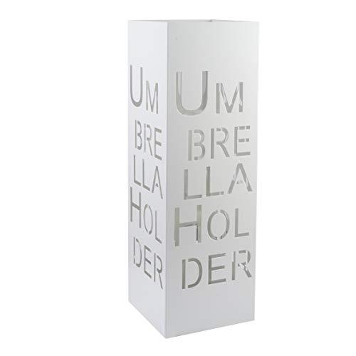 Baroni Home Portaombrelli Design Moderno Bianco con Intaglio Scritta Umbrella Holder