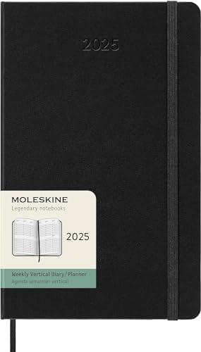 Moleskine Agenda Settimanale Verticale 2025, Copertina Rigida Nera, Large
