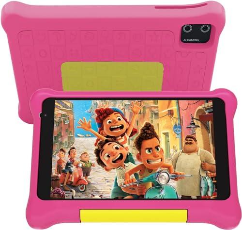 HotLight Tablet Bambini 7 Pollici Kids Tablet con Controllo Parentale, Android 13 Tablet, Quad-core Processore Doppia Fotocamera, Wifi Bluetooth, Tablet per Bambini con Custodia (Rosa)