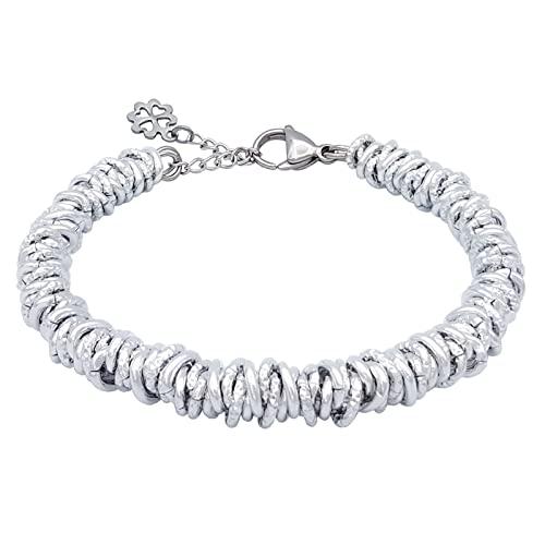 ParticolarModa Bracciale Donna Quadrifoglio Argentato