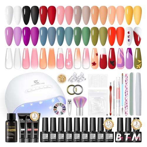 COSCELIA Kit Completo Unghie Semipermanente con Lampada UV LED e 15 Colori Gel