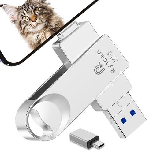 Ryican Chiavetta USB per iPhone 128GB, 4 in 1, Argento