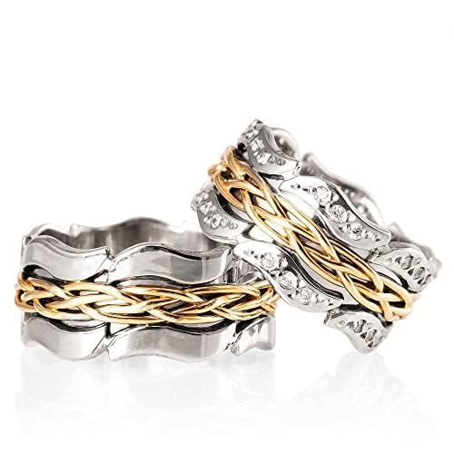 Set Fedi Nuziali Argento Sterling 925 Personalizzate per Coppia