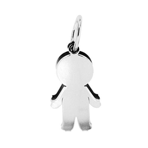 Ciondolo Argento 925°°° a Forma di Bambino Double-Face con Incisione Personalizzabile