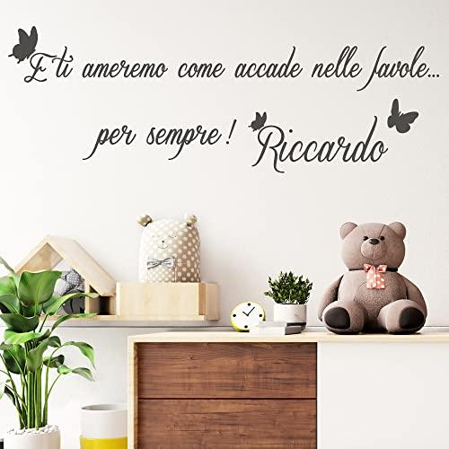 STICKER DESIGN Adesivi Murali Frasi per Bambini con Nome e Farfalle Personalizzabili