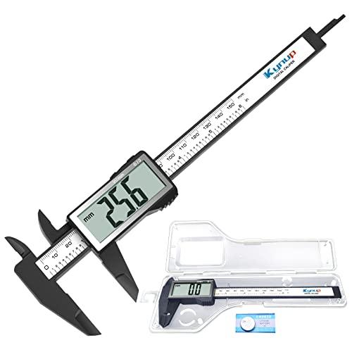 Kynup Calibro Digitale di Grande Schermo LCD, Strumento di Misurazione Della Calibro da 150 mm, conversione Pollice/Millimetro, Calibro di Vernier digitale leggero, Calibro in Fibra di Carbonio