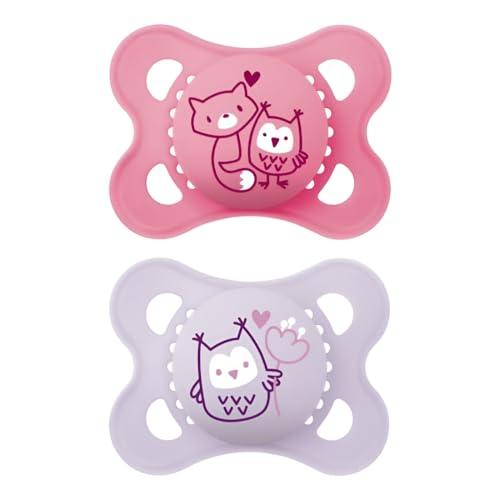 MAM Original Ciuccio in Silicone Skinsoft con Custodia, 2-6 Mesi, Rosa (Set da 2)