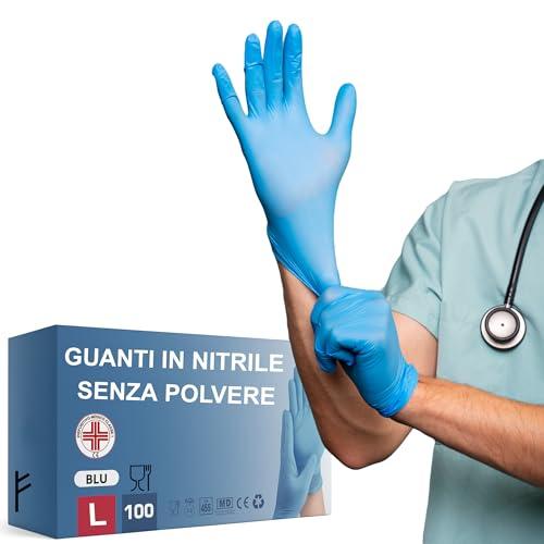Medical 100 Guanti NITRILE MONOUSO Blu Taglia L