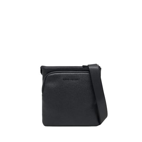 Armani Exchange Madrid, Sustainable, Embossed Logo, Crossbody Pieghevole Uomo, Nero, Taglia Unica