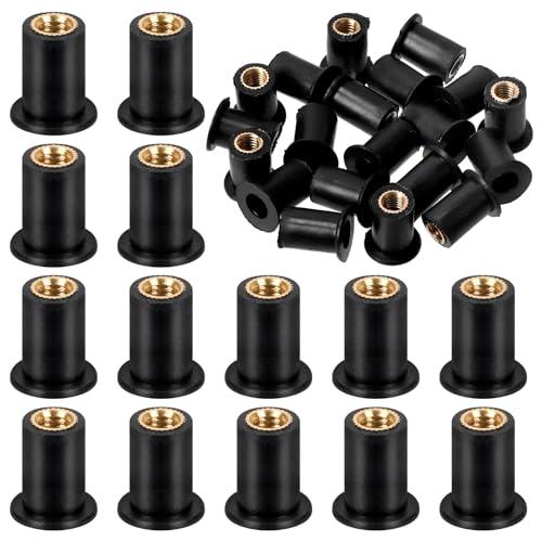 Glarks Set di 20 Dadi in Gomma Nera M5 ad Espansione in Ottone per Parabrezza Carenatura, Canoe, Barche e Kayak