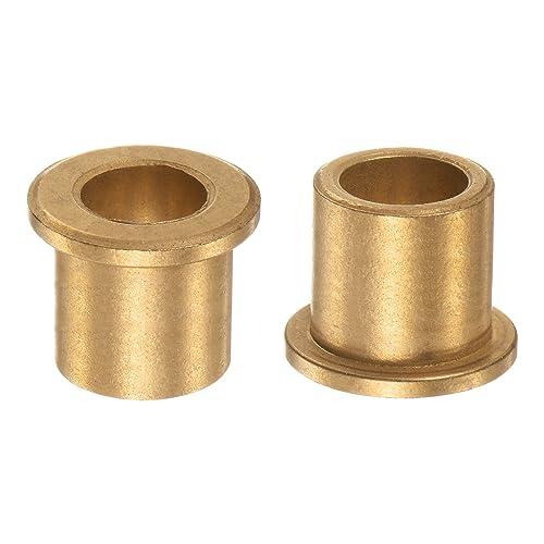 QUARKZMAN 2pz Flangia Cuscinetto Manicotto 14mm Alesaggio x 20mm OD x 20mm Lunghezza x 3mm Flangia Spessore, Bronzo Boccola Autolubrificante Boccole Manicotto per Attrezzature Industriali