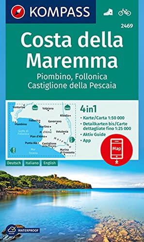 Costa della Maremma D/E/I: Wanderkarte 4in1